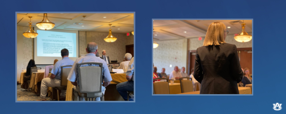 View of participants sitting in chairs listening to presenter