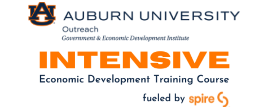 Image of GEDI logo and text Intensive Economic Development Training Course fueled by Spire