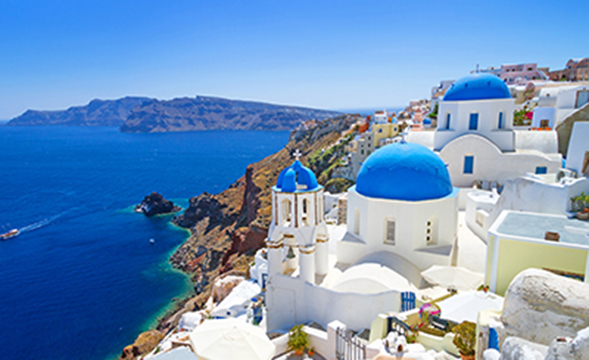 White architecture of Oia village on Santorini island, Greece