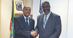 Dr. Cook, Ethiopia Ambassador Girma Birru, Mr. Tesfaye W. Hussen, Minister Counselor I, Pubic Diplomacy, Ethiopia Embassy and Elizabeth Essamuah-Quansah at the Embassy of Ethiopia in Washington DC