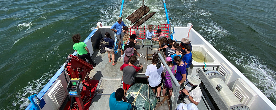 Students on a fishing boat