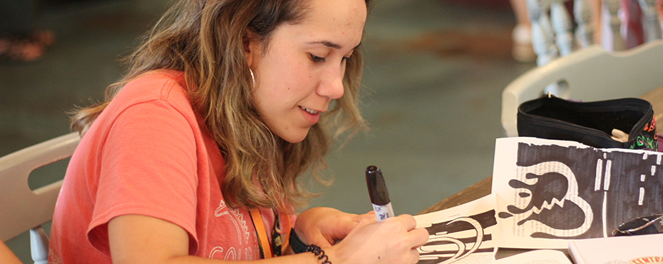 Candid shot of student writing