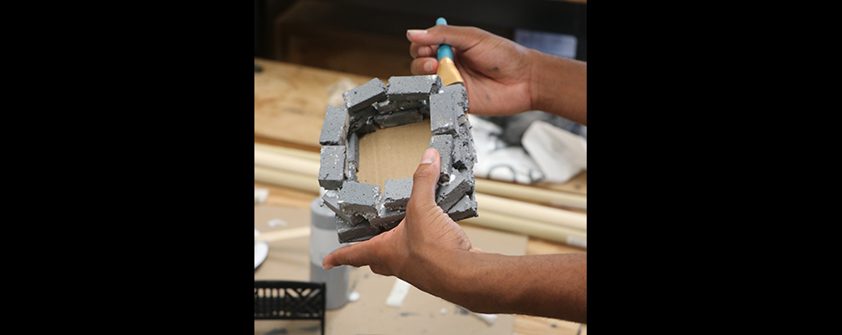 Student works on project