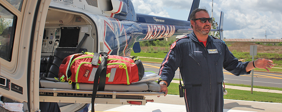 Instructor and helicopter