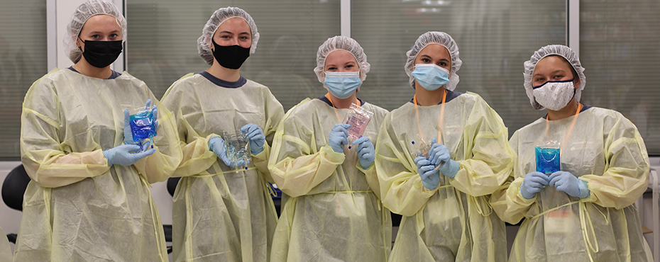Students with IV bags