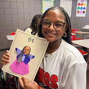 Student making Honbok Origami