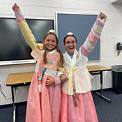 Students trying on Korean Traditional Hanbok