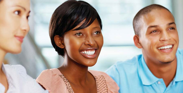 Students smiling during a class