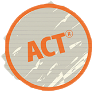 The letters ACT written on paper circled in orange