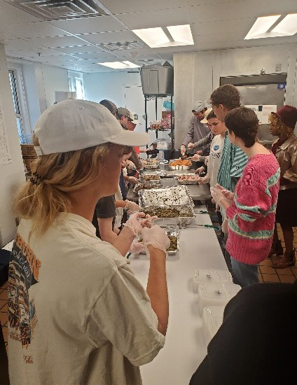 Students packaging meals